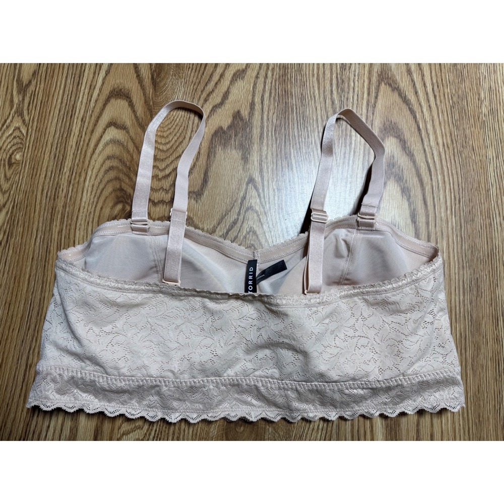 Torrid Size 2 Beige Nude Lace Bralette Removable Pad Convertible Strapless 18/20 - Picture 4 of 7